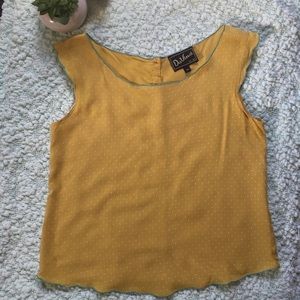 Vintage Style Canary Yellow Polka Dot Blouse